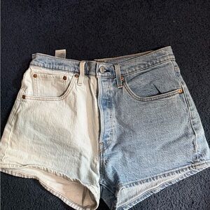 Levi's Two-Tone Blue and White Jean Shorts